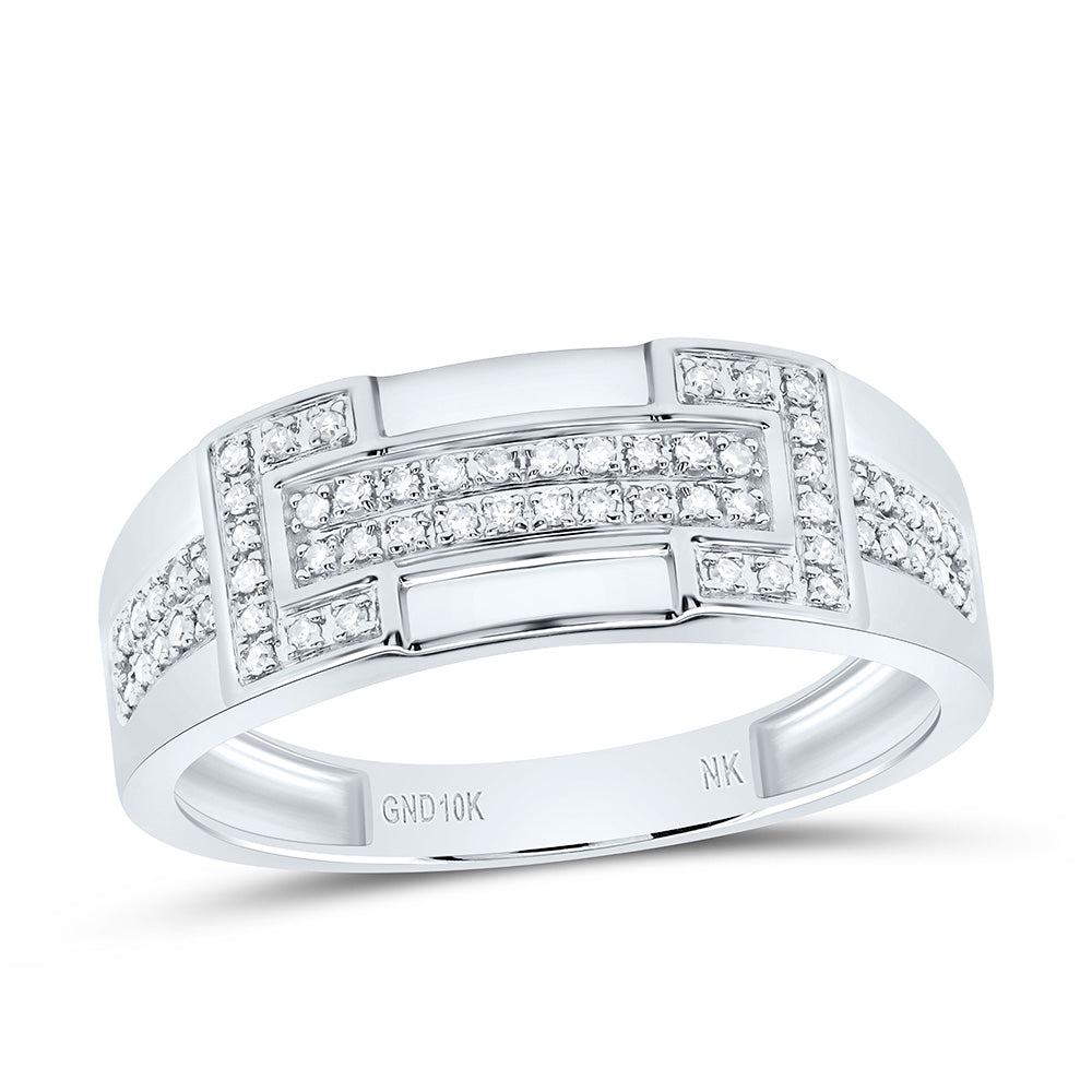 10K Yellow or White Gold 3/4 Ctw Natural Diamond Fashion Round Trio Set, Womens Size: 5-9, Mens Size: 8-12