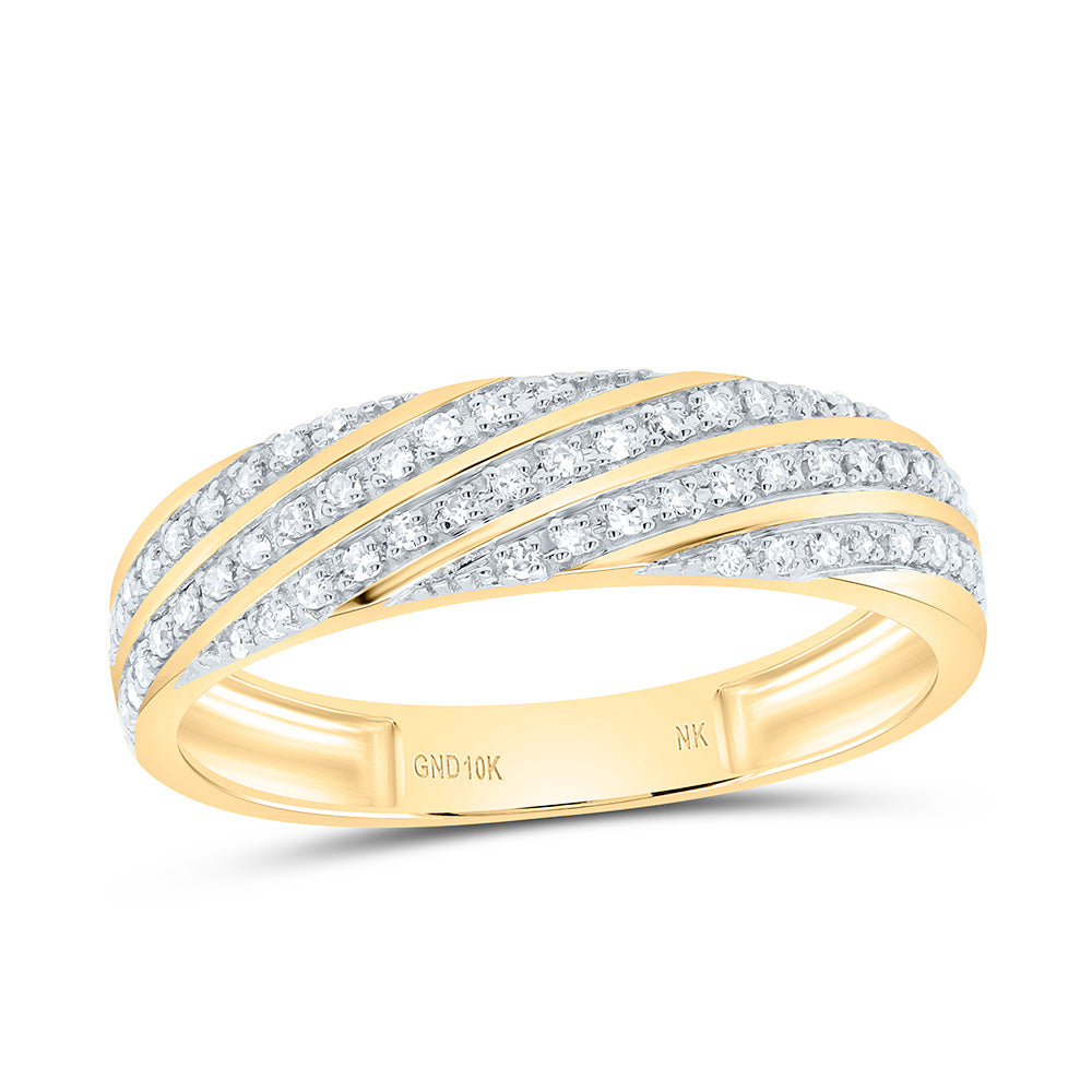 10K Yellow or White Gold 3/4 Ctw Natural Diamond Fashion Emerald Trio Set, Womens Size: 5-9, Mens Size: 8-12