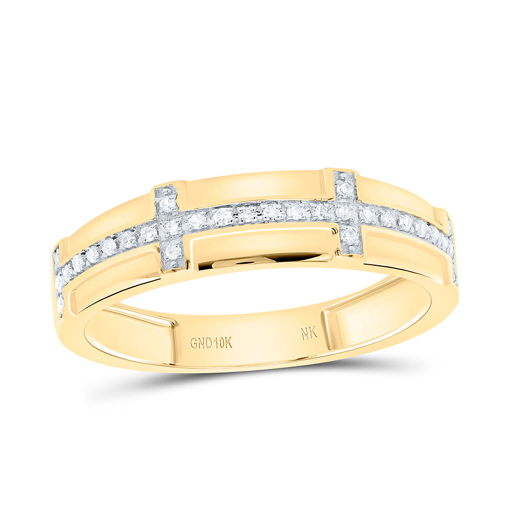 10K Yellow or White Gold 5/8 Ctw Natural Diamond Fashion Square Trio Set, Womens Size: 5-9, Mens Size: 8-12