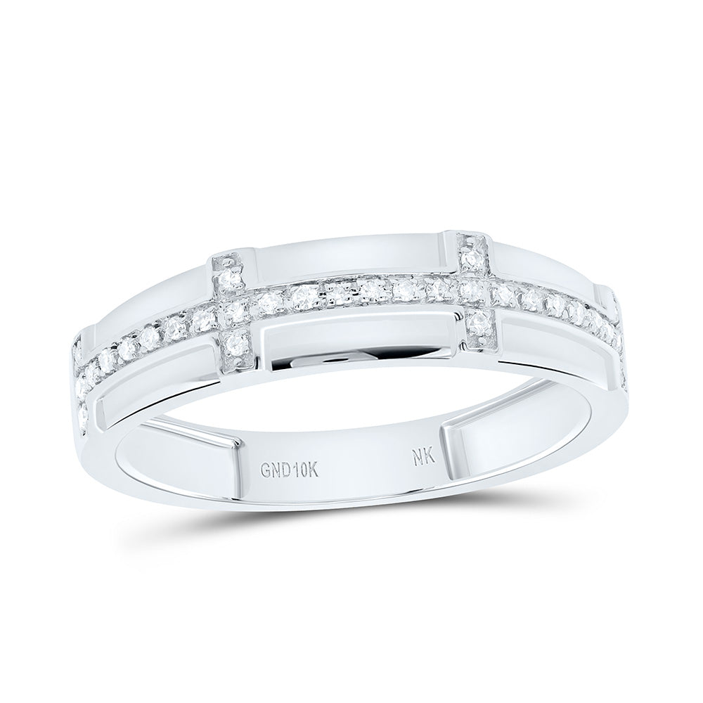 10K Yellow or White Gold 5/8 Ctw Natural Diamond Fashion Square Trio Set, Womens Size: 5-9, Mens Size: 8-12