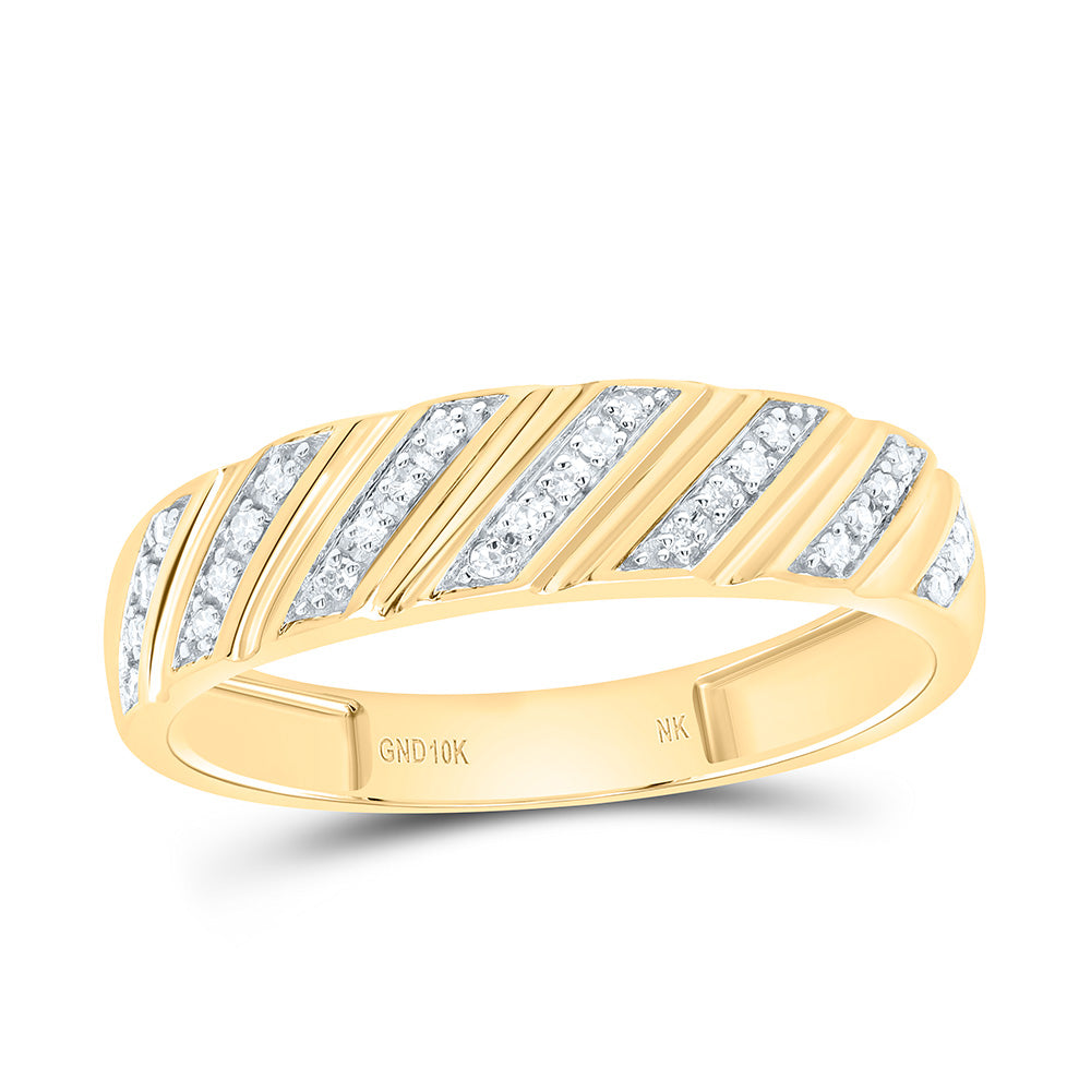 10K Yellow or White Gold 3/8 Ctw Natural Diamond Fashion Oval Trio Set, Womens Size: 5-9, Mens Size: 8-12
