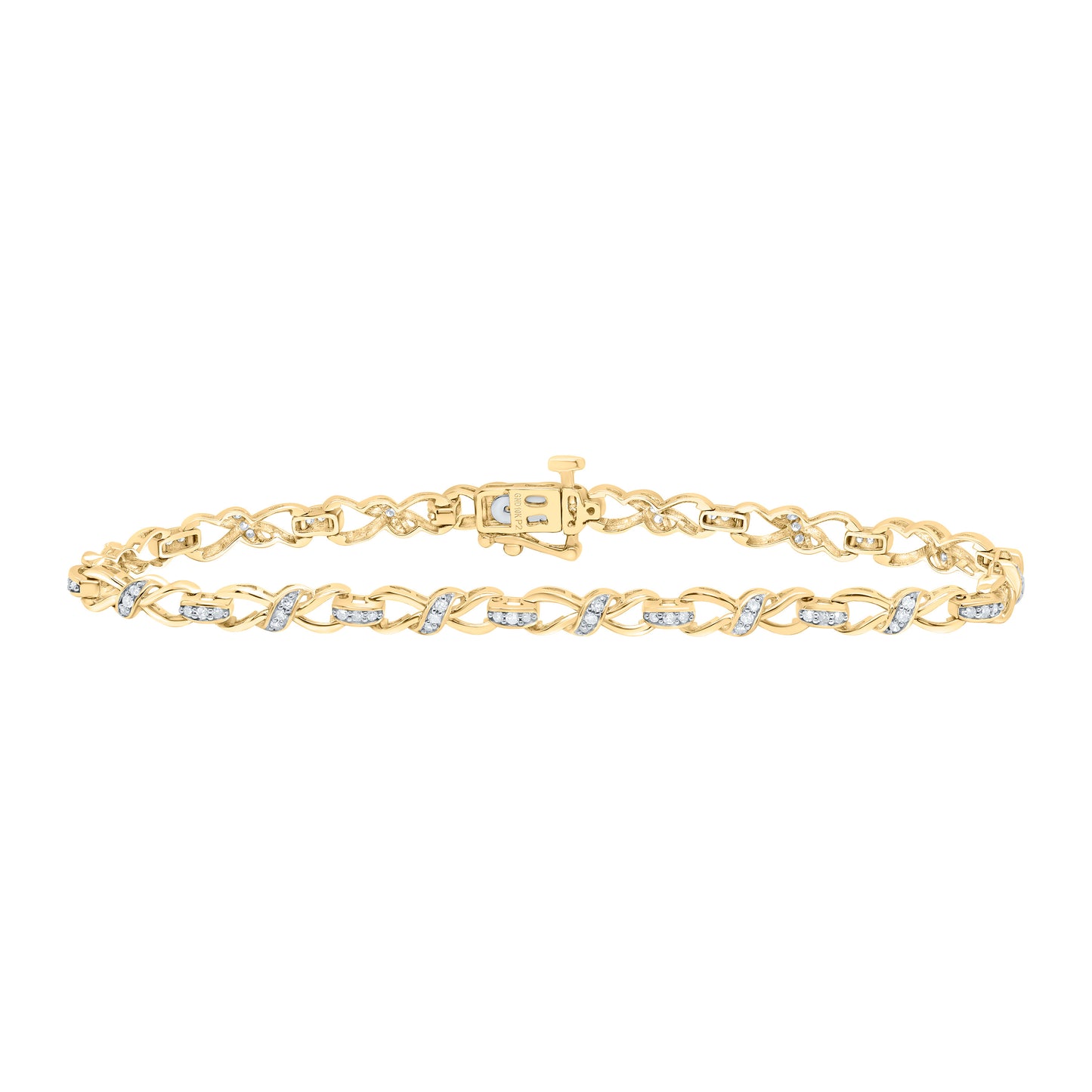 10K Yellow or White Gold 1/2 Ctw Natural Diamond Ladies Bracelet (7 Inch)