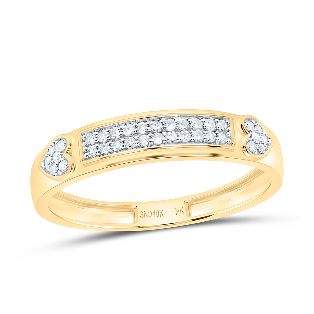 10K Yellow or White Gold 1/2 Ctw Natural Diamond Round Trio Set, Womens Size: 5-9, Mens Size: 8-12