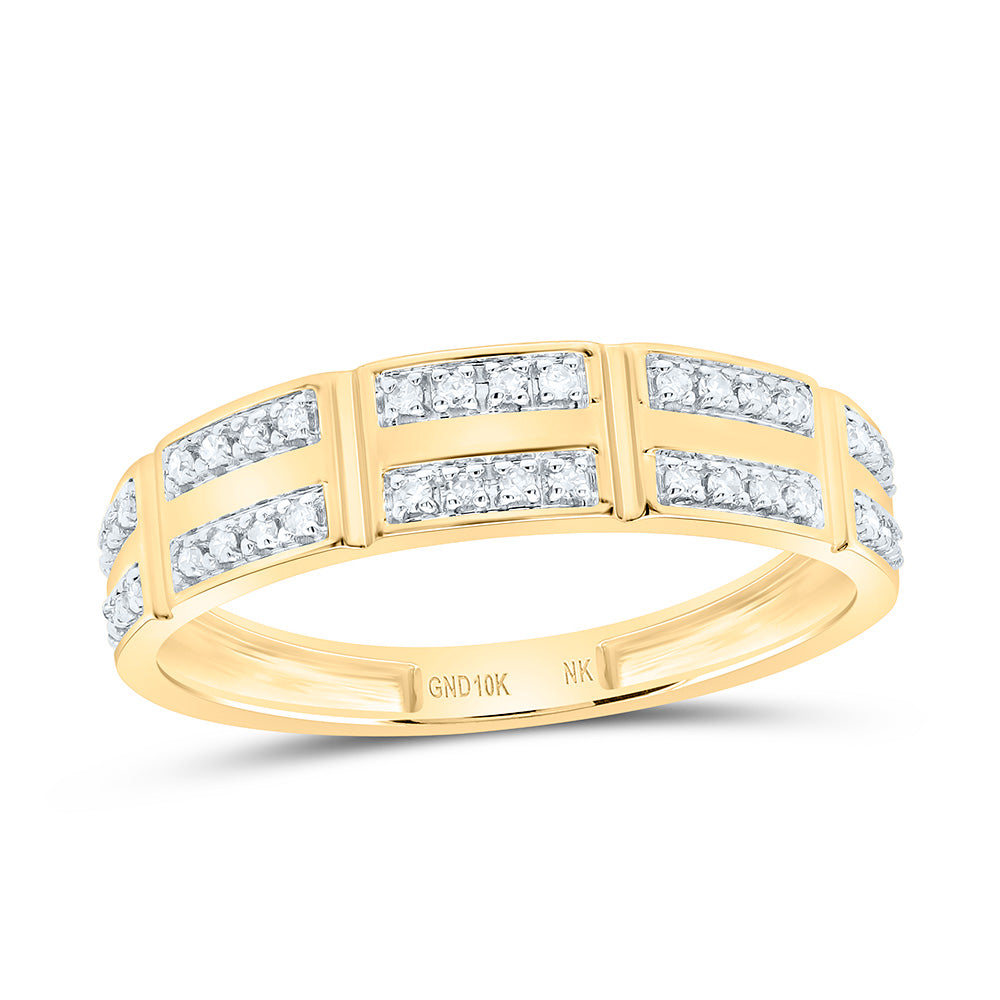 10K Yellow or White Gold 1/2 Ctw Natural Diamond Round Trio Set, Womens Size: 5-9, Mens Size: 8-12