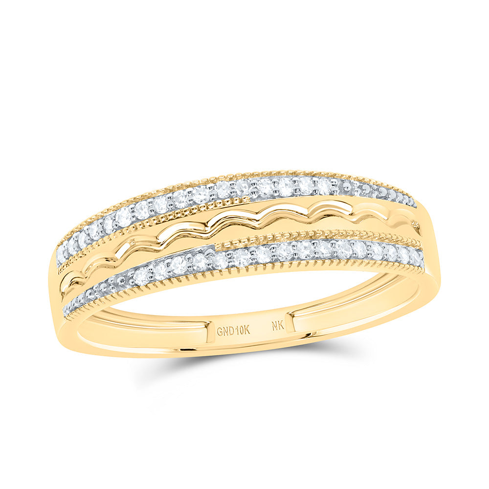 10K Yellow or White Gold 1/2 Ctw Natural Diamond Round Trio Set, Womens Size: 5-9, Mens Size: 8-12