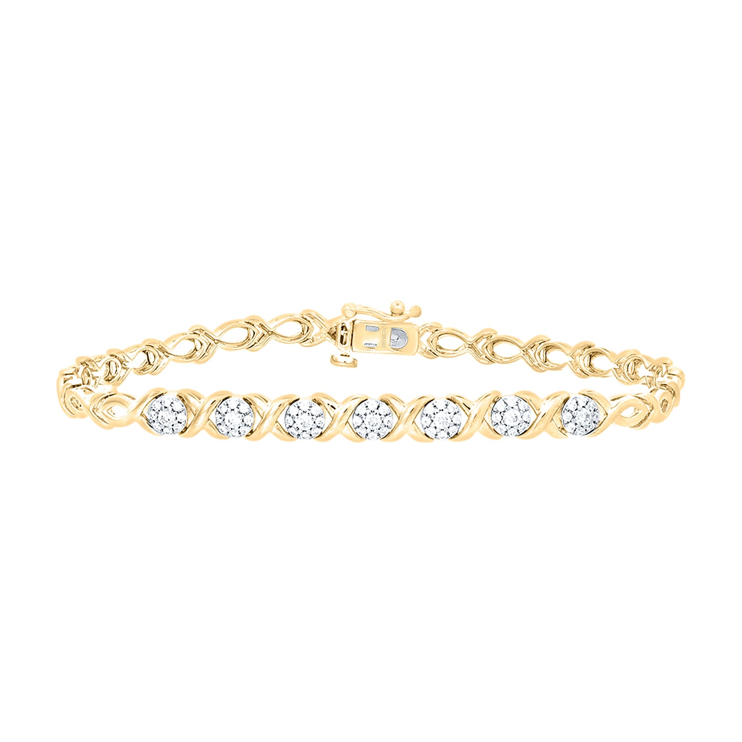 10K Yellow or White Gold 1/2 Ctw Natural Diamond Ladies Bracelet (7 Inch)