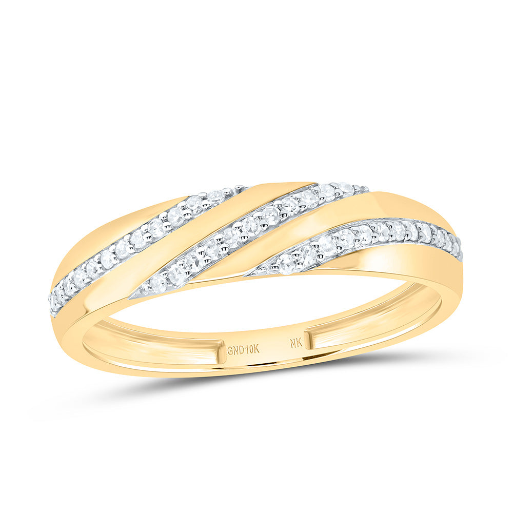 10K Yellow or White Gold 1/2 Ctw Natural Diamond Emerald Trio Set, Womens Size: 5-9, Mens Size: 8-12