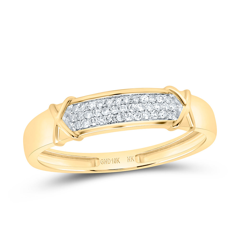 10K Yellow or White Gold 3/8 Ctw Natural Diamond Heart Trio Set, Womens Size: 5-9, Mens Size: 8-12