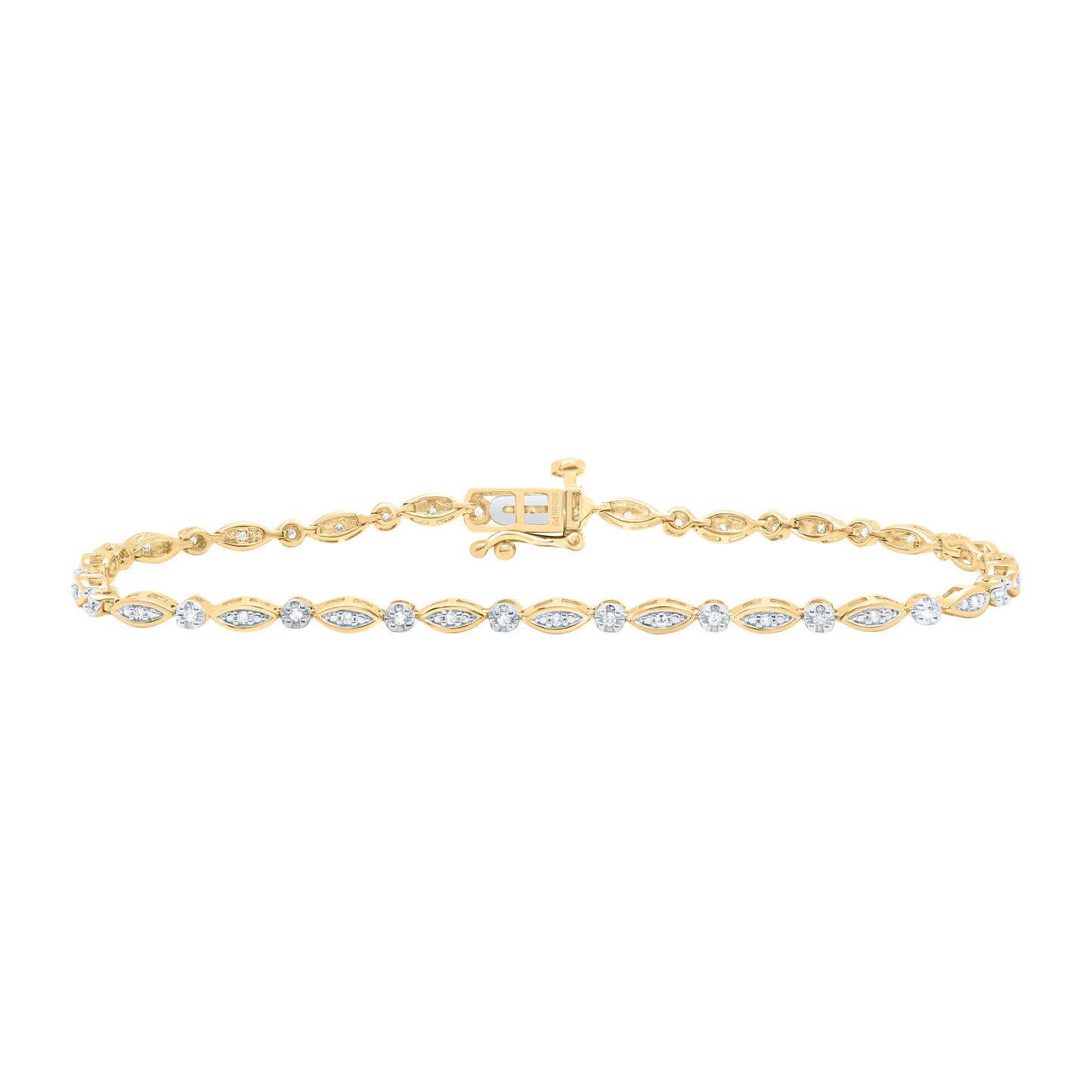 10K Yellow or White Gold 1/4 Ctw Natural Diamond Ladies Bracelet (7 Inch)