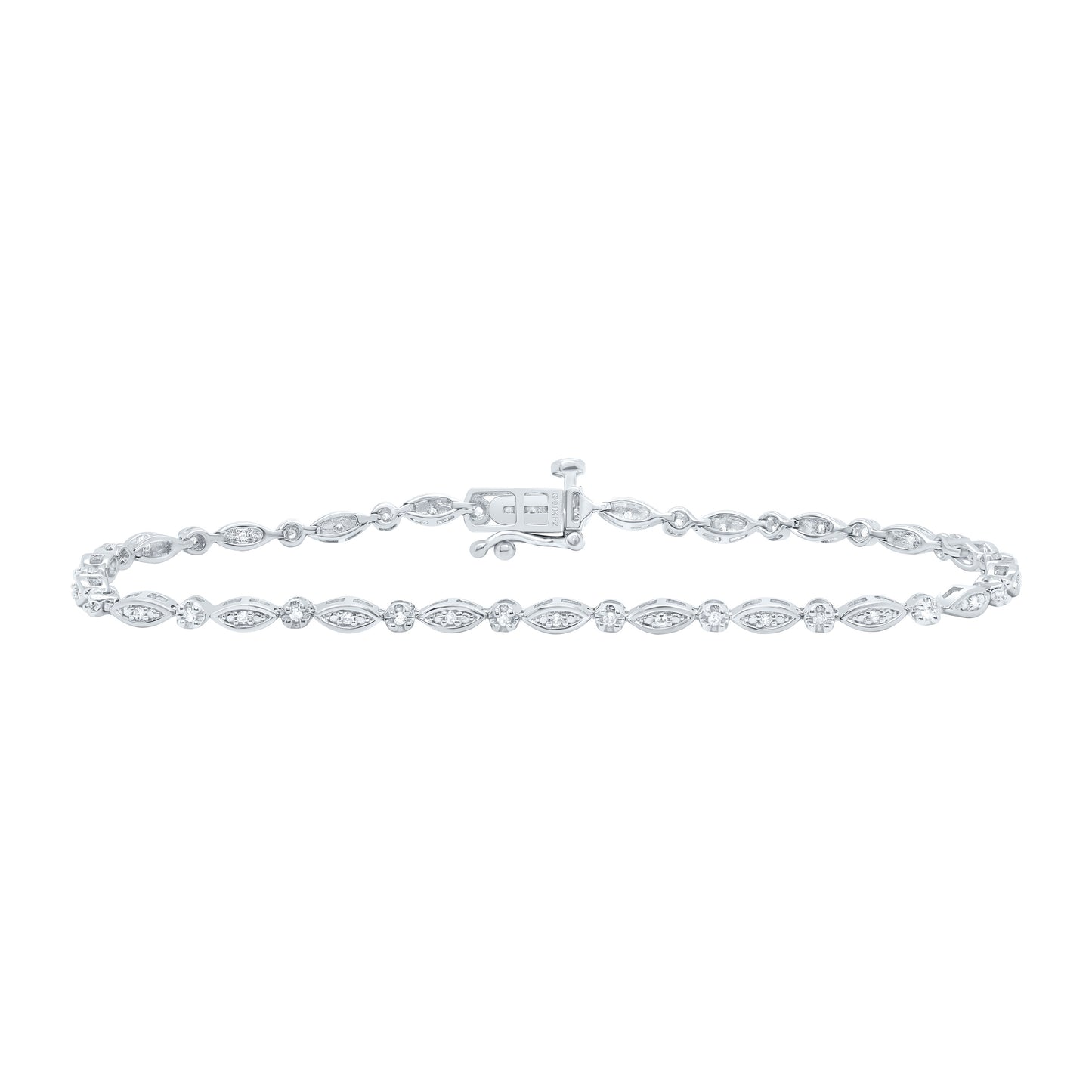 10K Yellow or White Gold 1/4 Ctw Natural Diamond Ladies Bracelet (7 Inch)