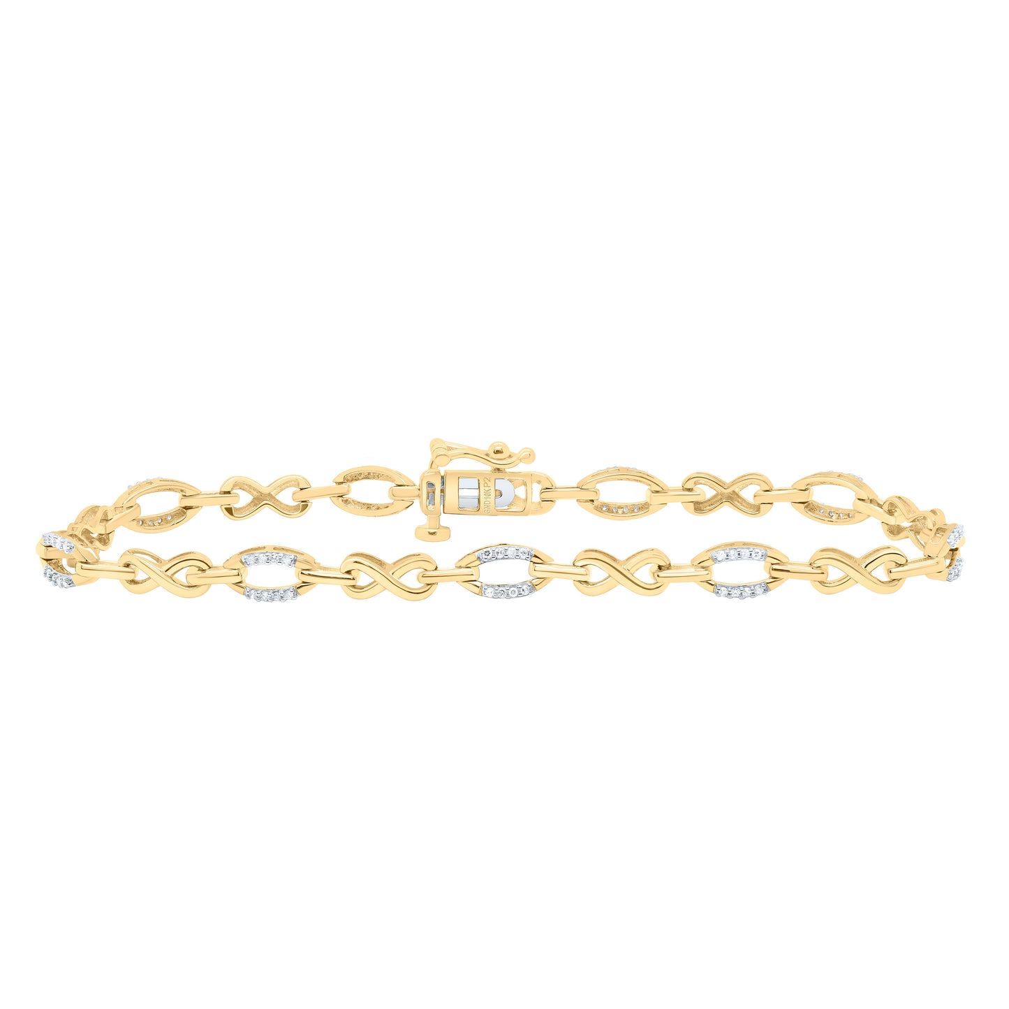 10K Yellow or White Gold 1/5 Ctw Natural Diamond Ladies Bracelet (7 Inch)