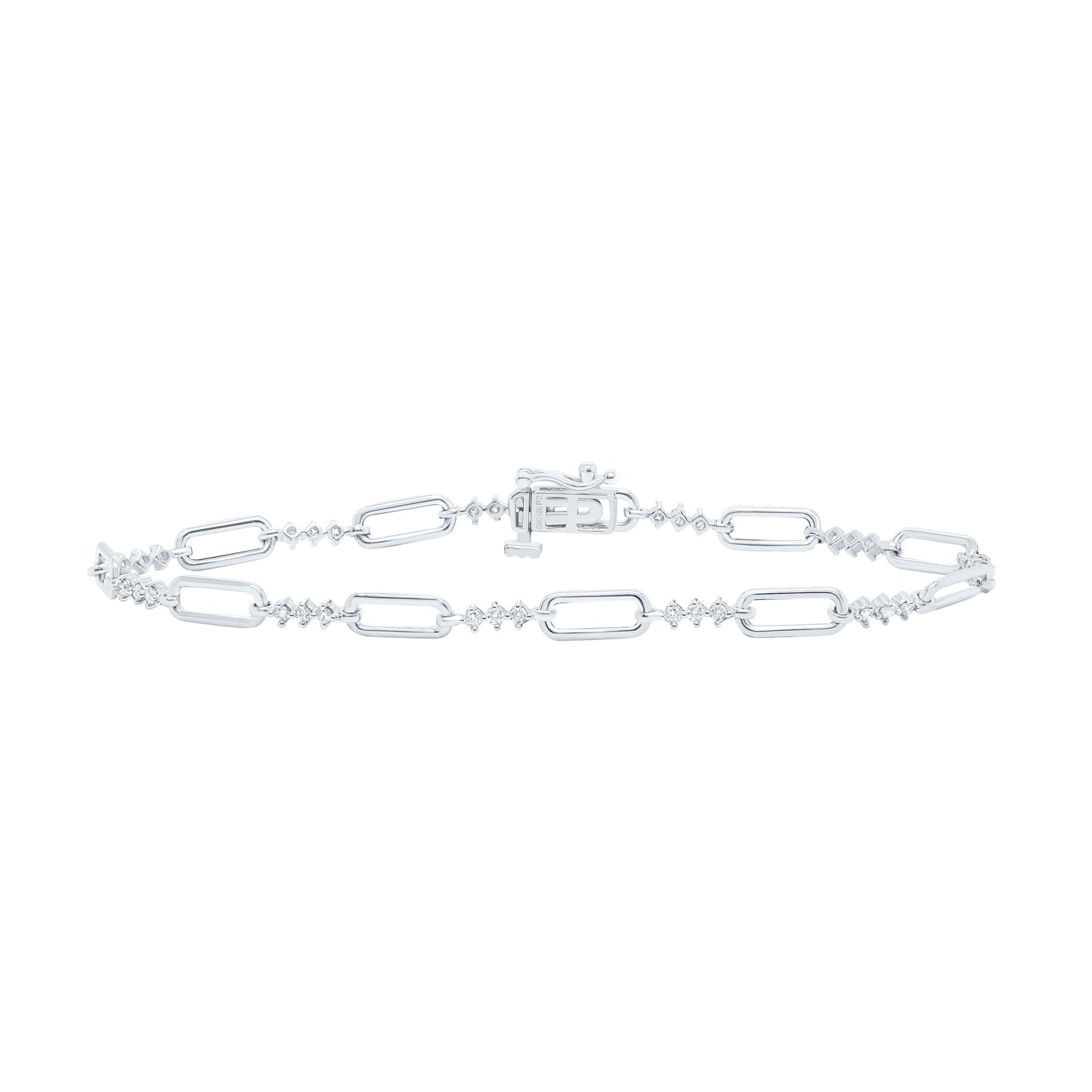 10K White Gold 1/2 Ctw Natural Diamond Ladies Bracelet (7 Inch)
