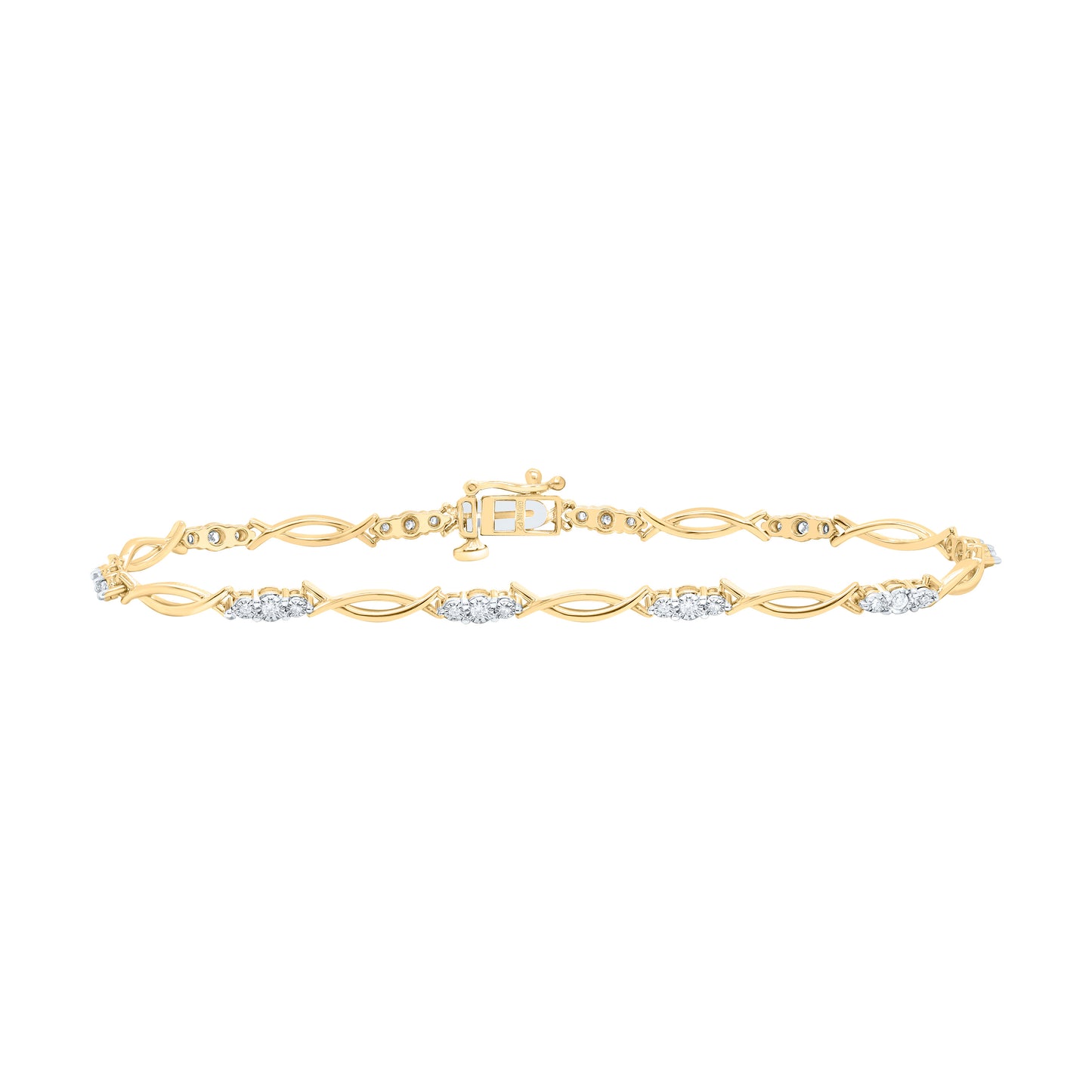 10K Yellow or White Gold 1/4 Ctw Natural Diamond Ladies Bracelet (7 Inch)