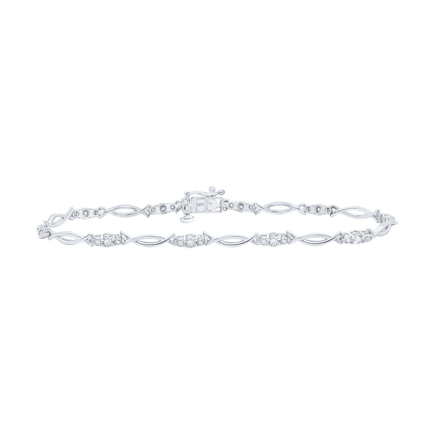 10K Yellow or White Gold 1/4 Ctw Natural Diamond Ladies Bracelet (7 Inch)