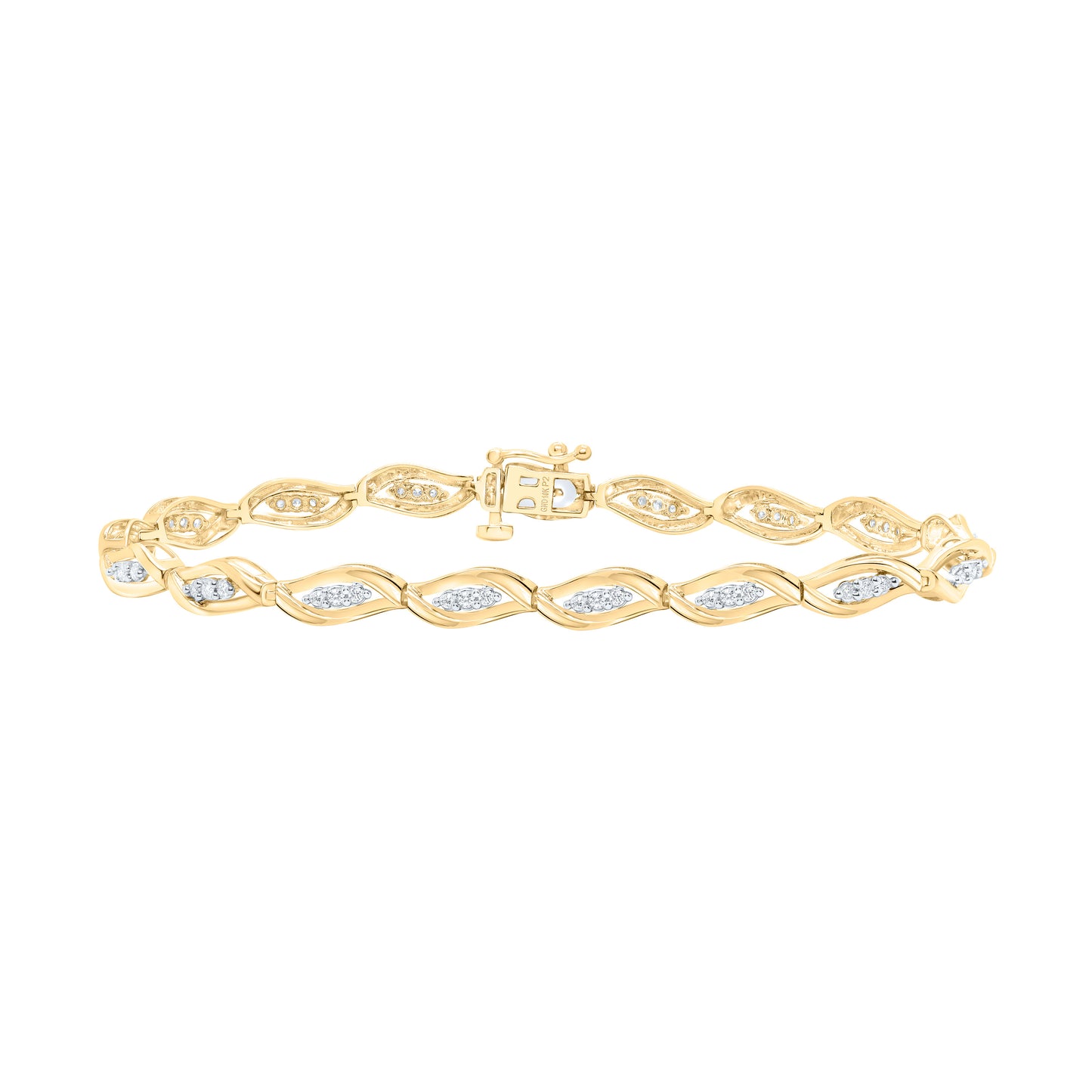 10K Yellow or White Gold 1/2 Ctw Natural Diamond Ladies Bracelet (7 Inch)