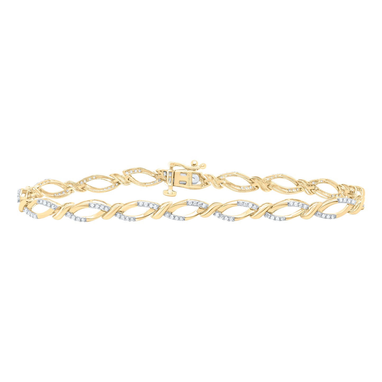 10K Yellow or White Gold 1/2 Ctw Natural Diamond Ladies Bracelet (7 Inch)