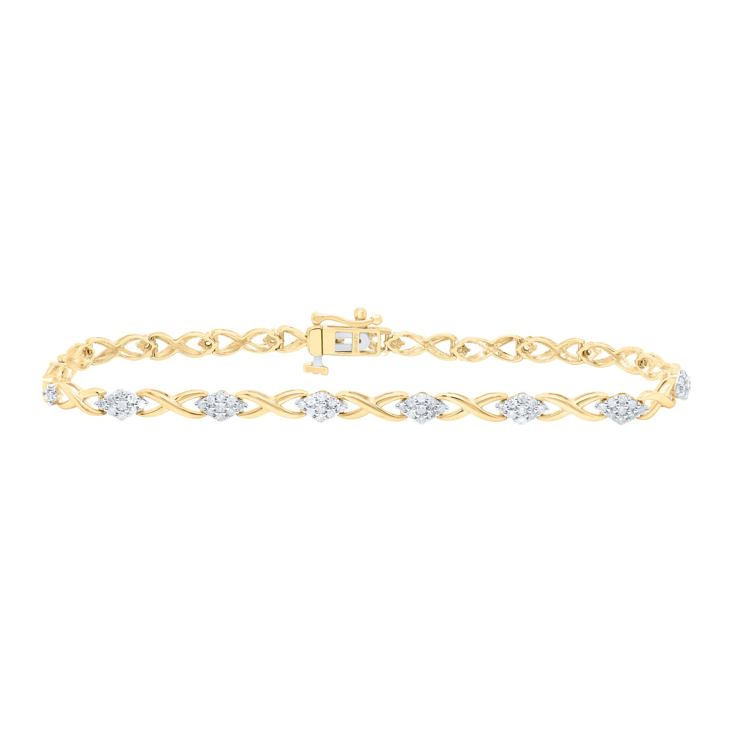 10K Yellow or White Gold 1/2 Ctw Natural Diamond Womens Bracelet (7 Inch)