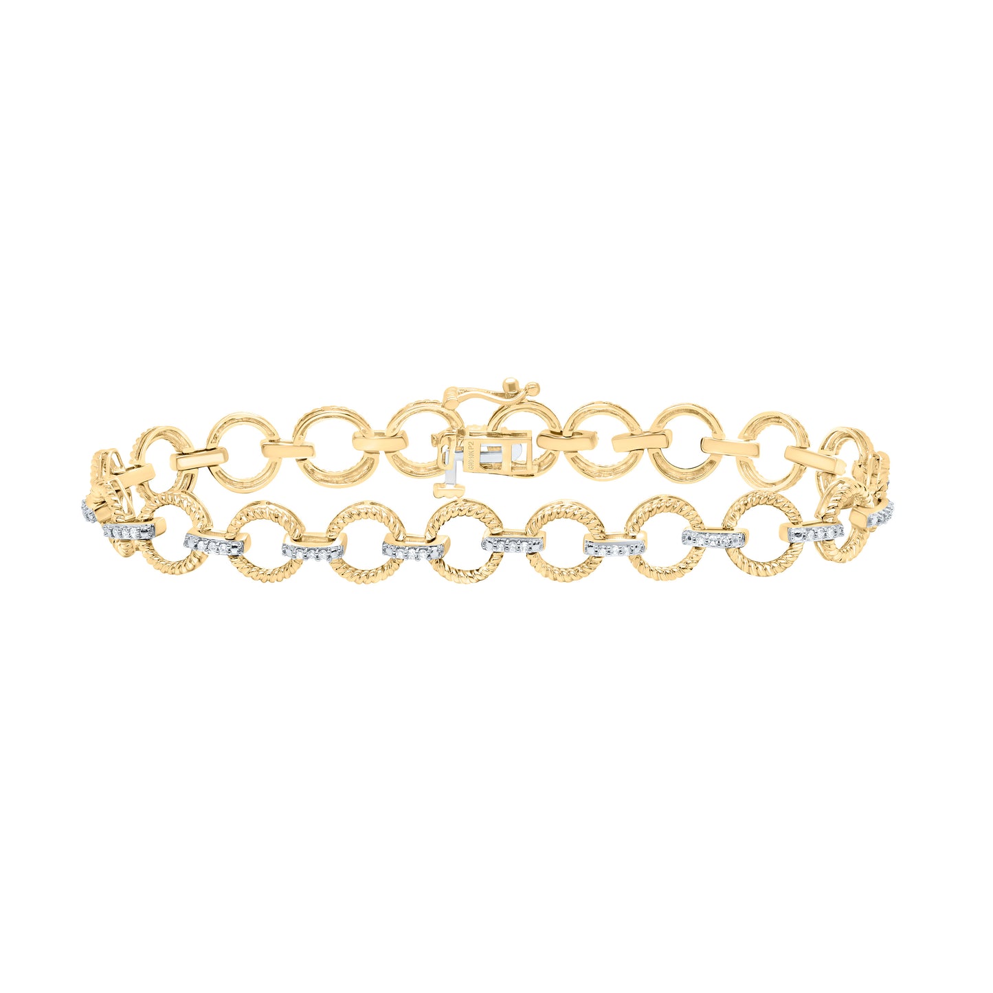 10K Yellow Gold 1/4 Ctw Natural Diamond Ladies Bracelet (7 Inch)