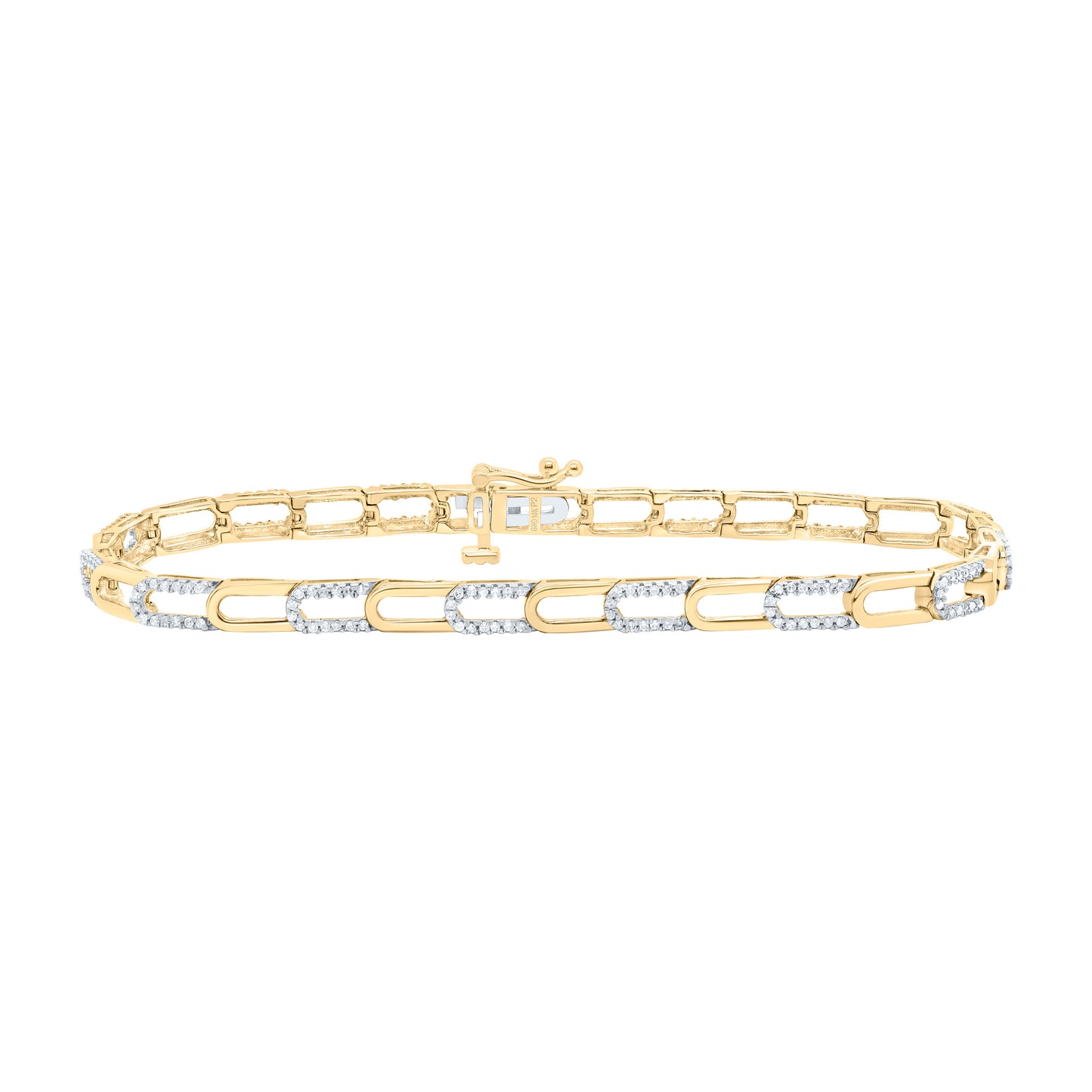10K Yellow Gold 1/2Cttw Natural Diamond P2 Gift Ladies Bracelet (7 Inch)