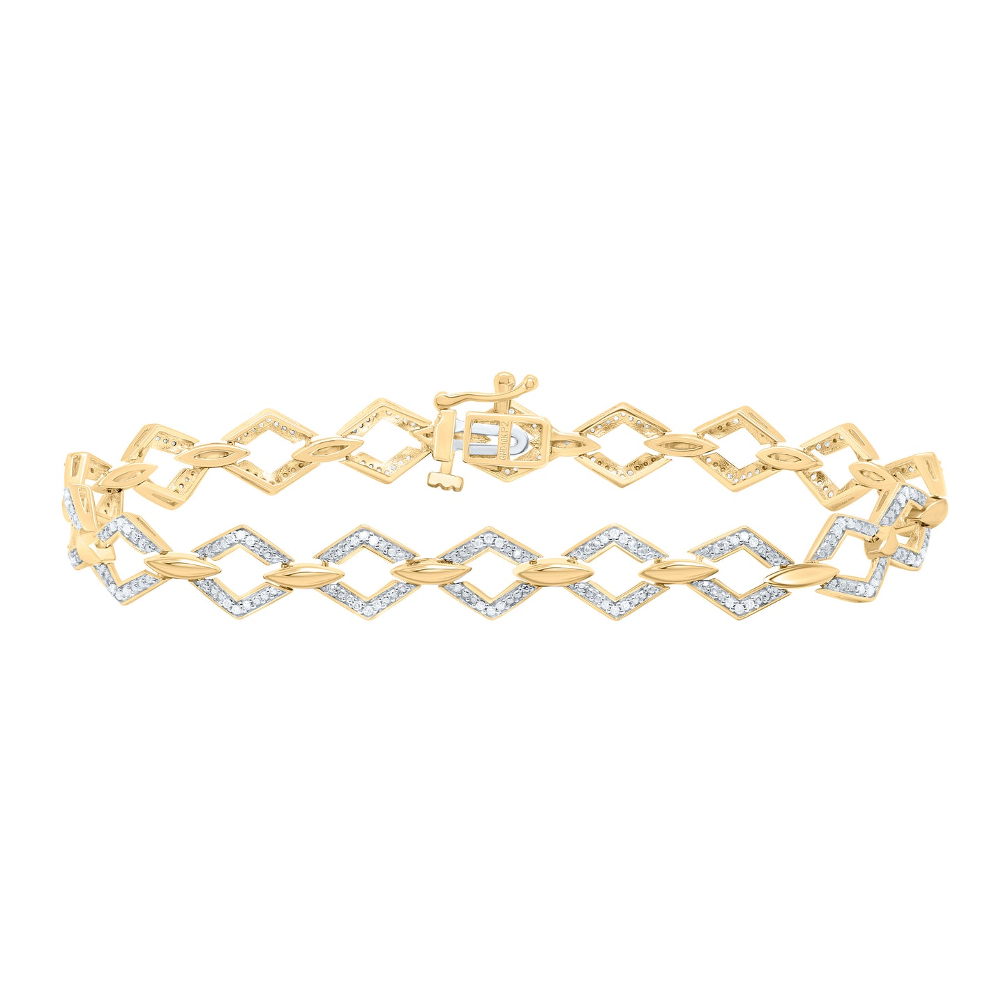 10K Yellow or White Gold 1/4 Ctw Natural Diamond Ladies Bracelet (7 Inch)