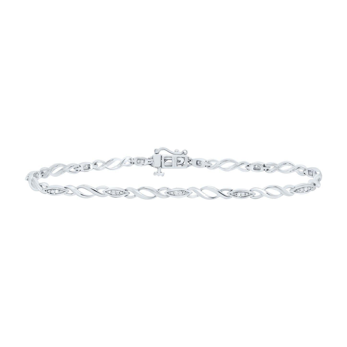 Sterling Silver 1/6Cttw Natural Diamond P2 Gift Ladies Bracelet (7 Inch)