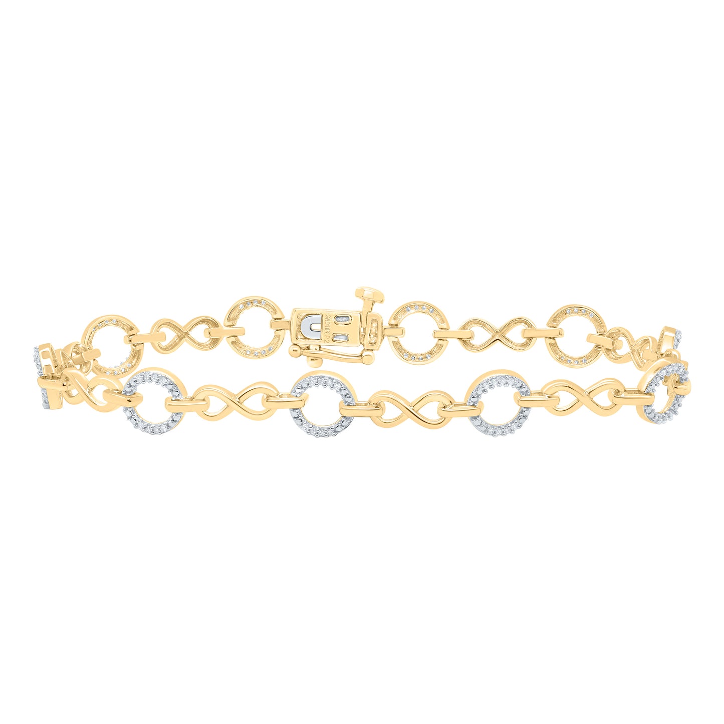 10K Yellow or White Gold 1/6 Ctw Natural Diamond Ladies Bracelet (7 Inch)