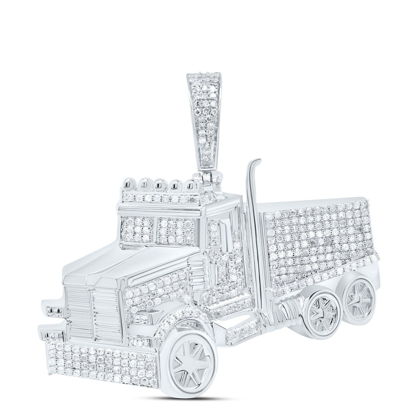 Sterling Silver 1Cttw Natural Diamond P3 Truck Mens Charm