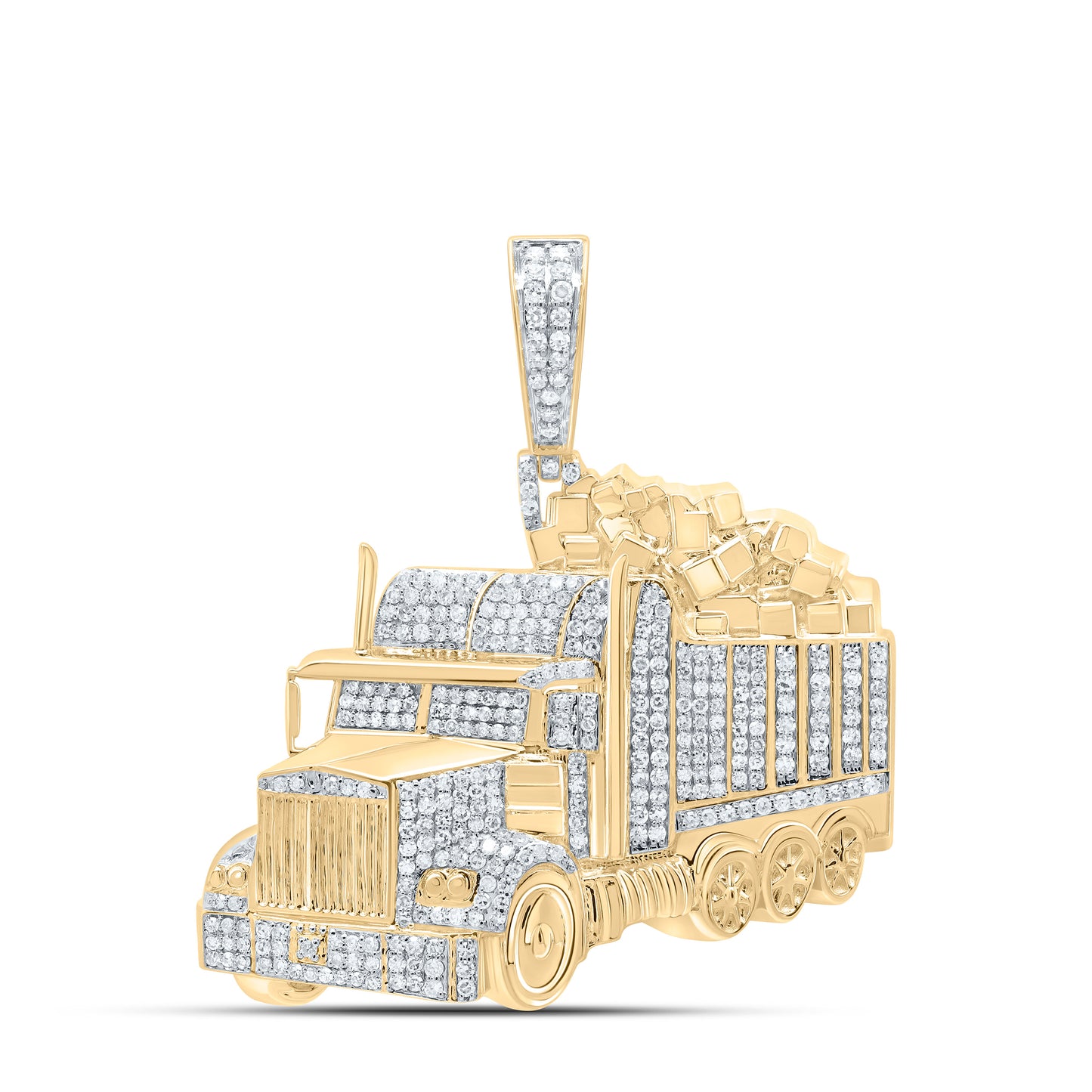 10K Yellow Gold 1Cttw Natural Diamond Truck Mens Charm