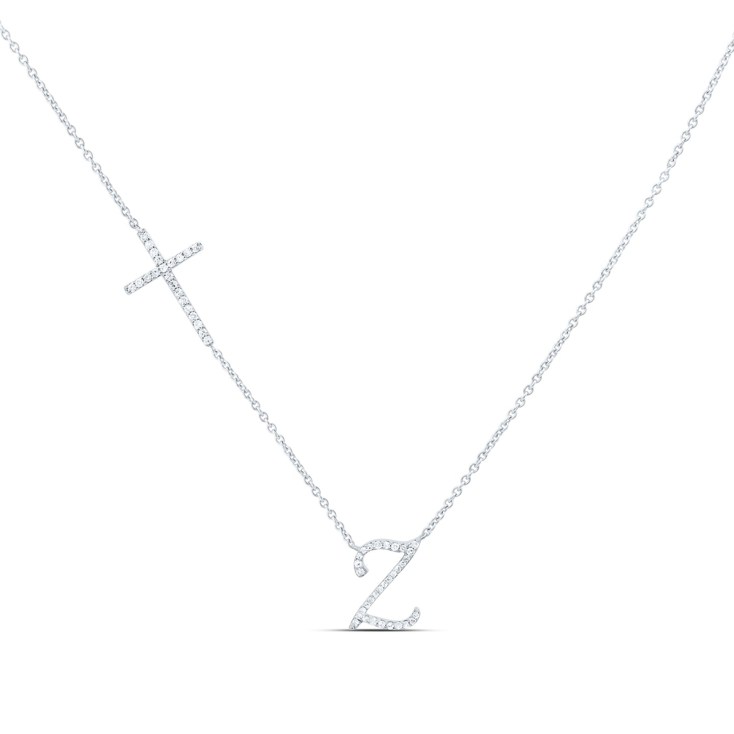 10K Yellow Or White Gold Natural Diamond Gift Initial Cross Necklace (18 Inch)