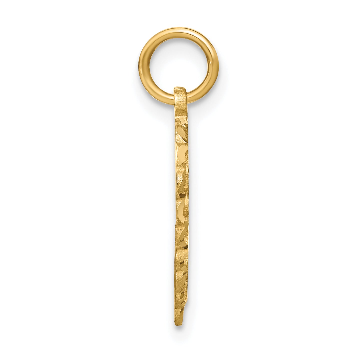 14K Yellow Gold Heart Letter I Charm