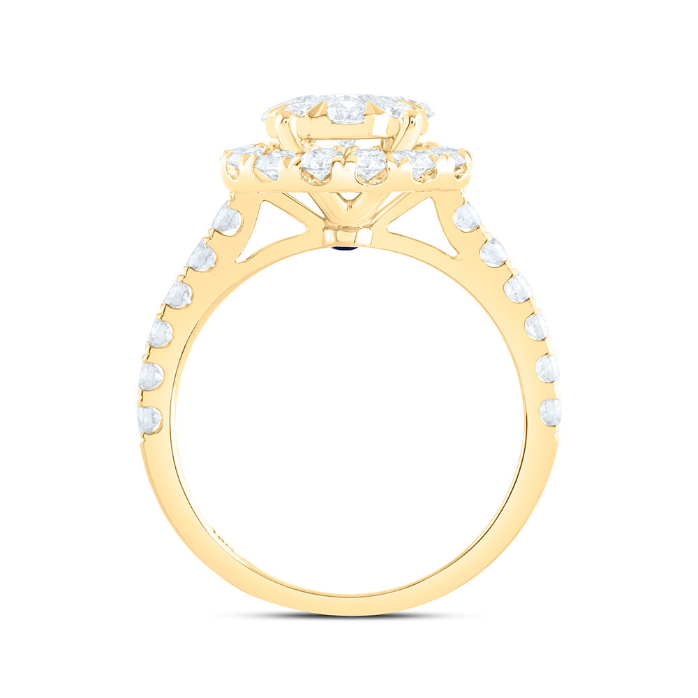 18K Yellow Gold 1 3/4Cttw Natural Diamond Elite 1/3Cttw Center Round Round Single Halo Bridal Ring