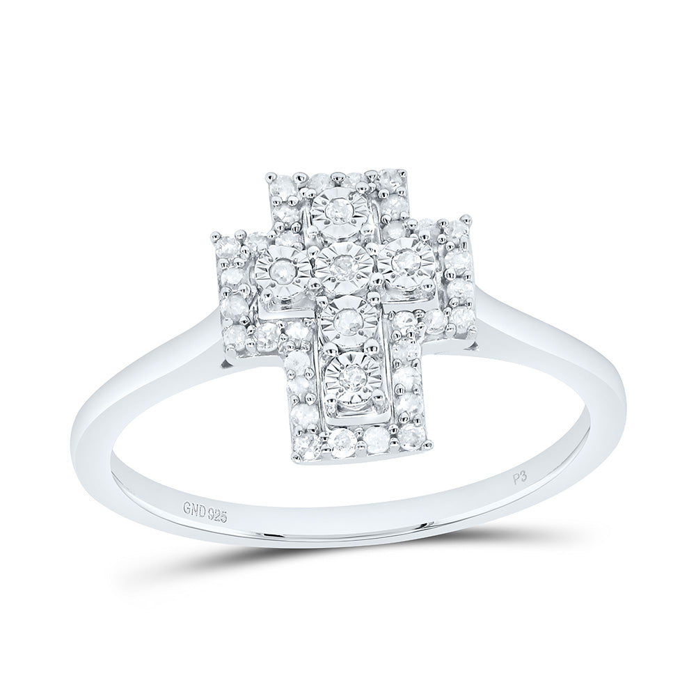 Sterling Silver 1/6Cttw Natural Diamond Gift Cross Ring