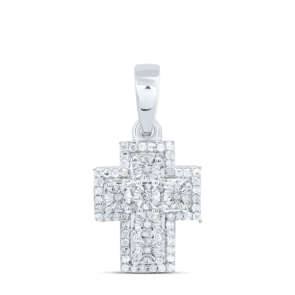 Sterling silver 1/5 Cttw Natural Diamond Cross Pendant