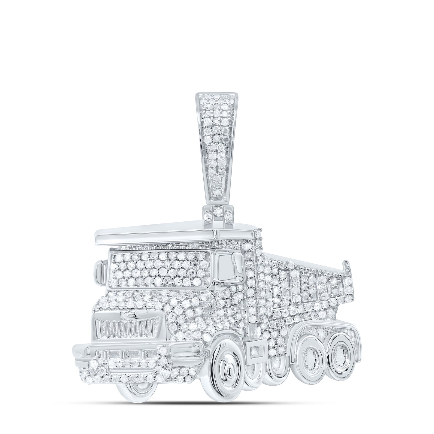 Sterling Silver 7/8Cttw Natural Diamond P3 Truck Mens Charm
