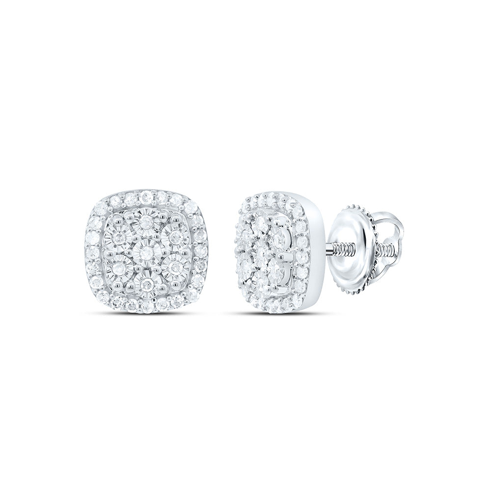 Sterling Silver 1/4Cttw Natural Diamond Gift Curved Fanuk Earring