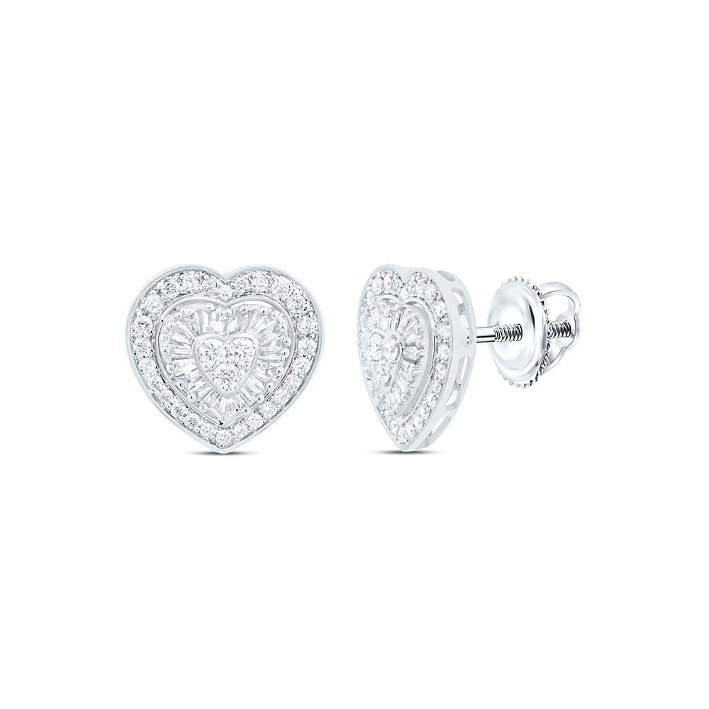 10K Yellow Or White Gold 5/8Cttw Natural Diamond Cn Fashion Heart Earring