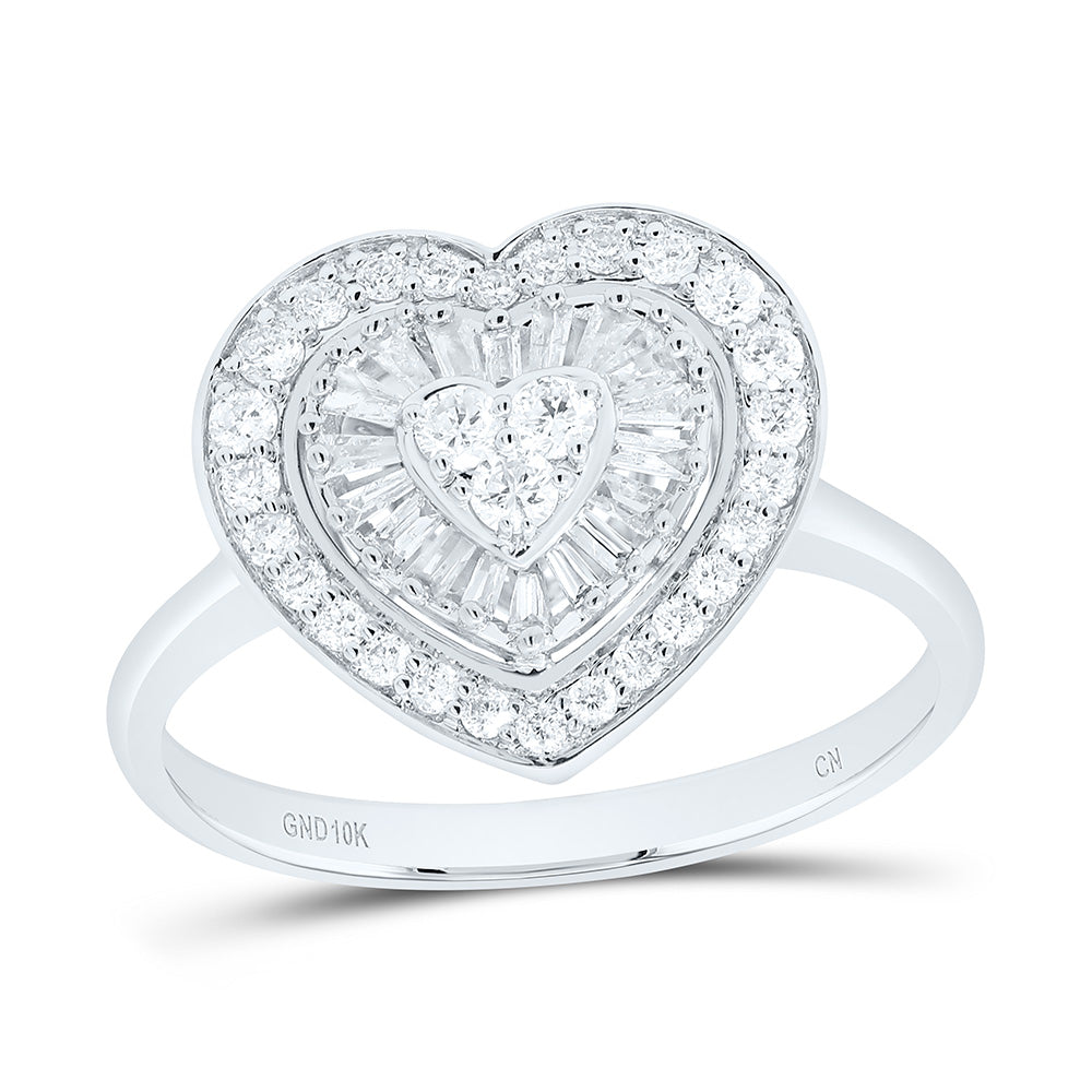 10K Yellow Or White Gold 1/2Cttw Natural Diamond Cn Fashion Heart Ring