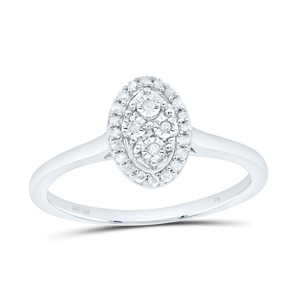 Sterling silver 1/10 Cttw Natural Diamond Fanuk Oval Bridal Anniversary Wedding Engagement Band Ring