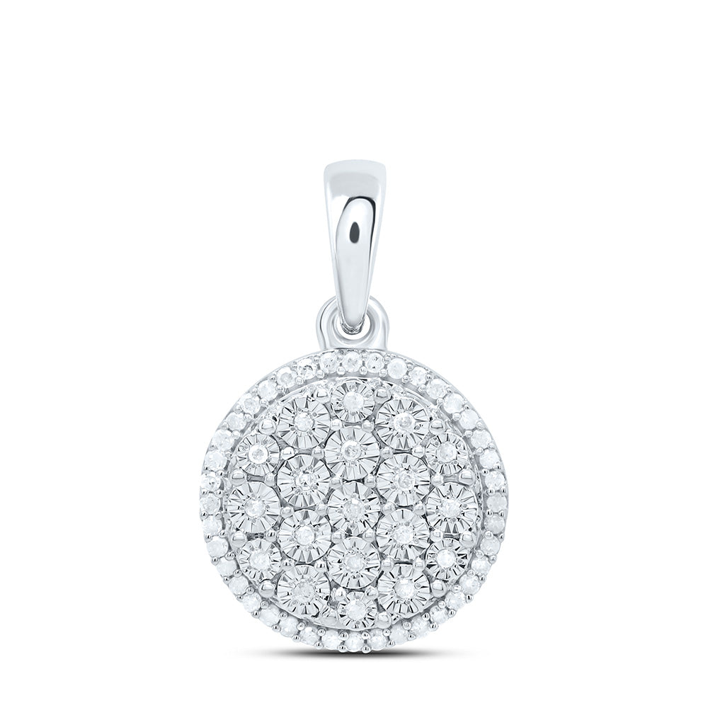 Sterling Silver 1/4Cttw Natural Diamond Gift Fanuk Round Pendant