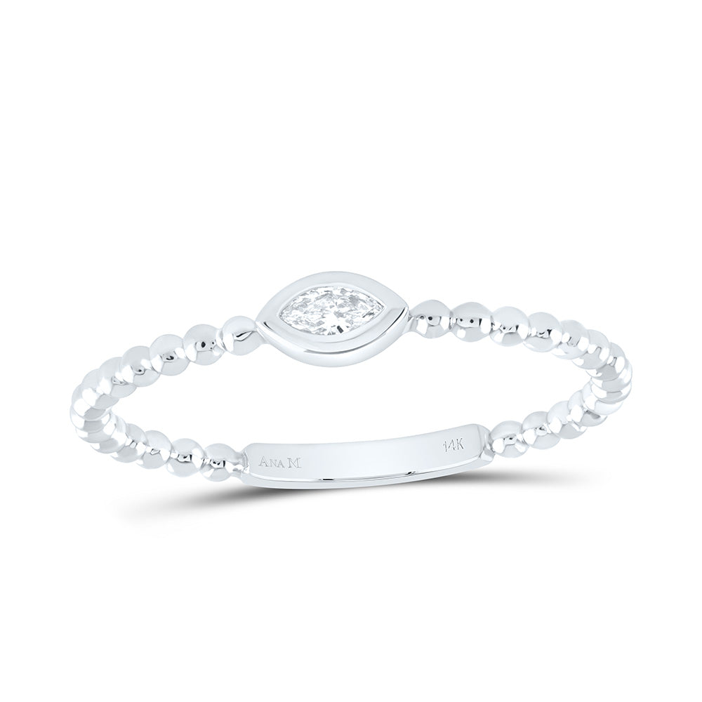 14K Yellow Or White Gold 1/20Cttw Natural Diamond I1 Fashion Marquise Ladies Ring