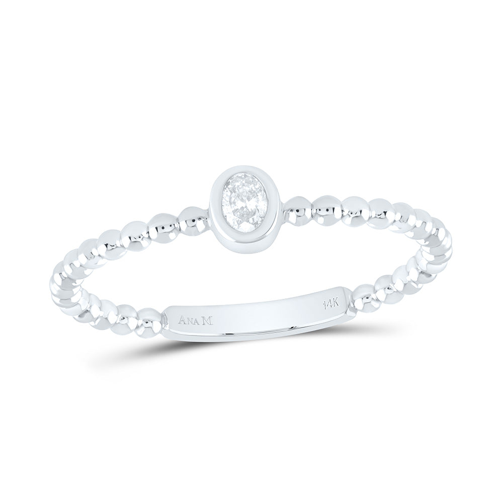 14K Yellow Or White Gold 1/12Cttw Natural Diamond I1 Fashion Oval Ladies Ring