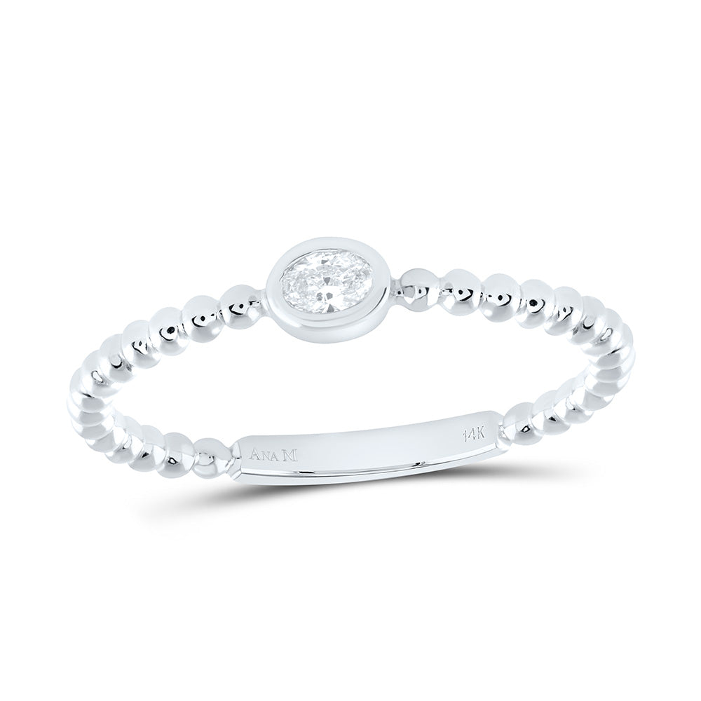 14K White Gold 1/12Cttw Natural Diamond Ov-I1 Fashion Oval Ladies Ring