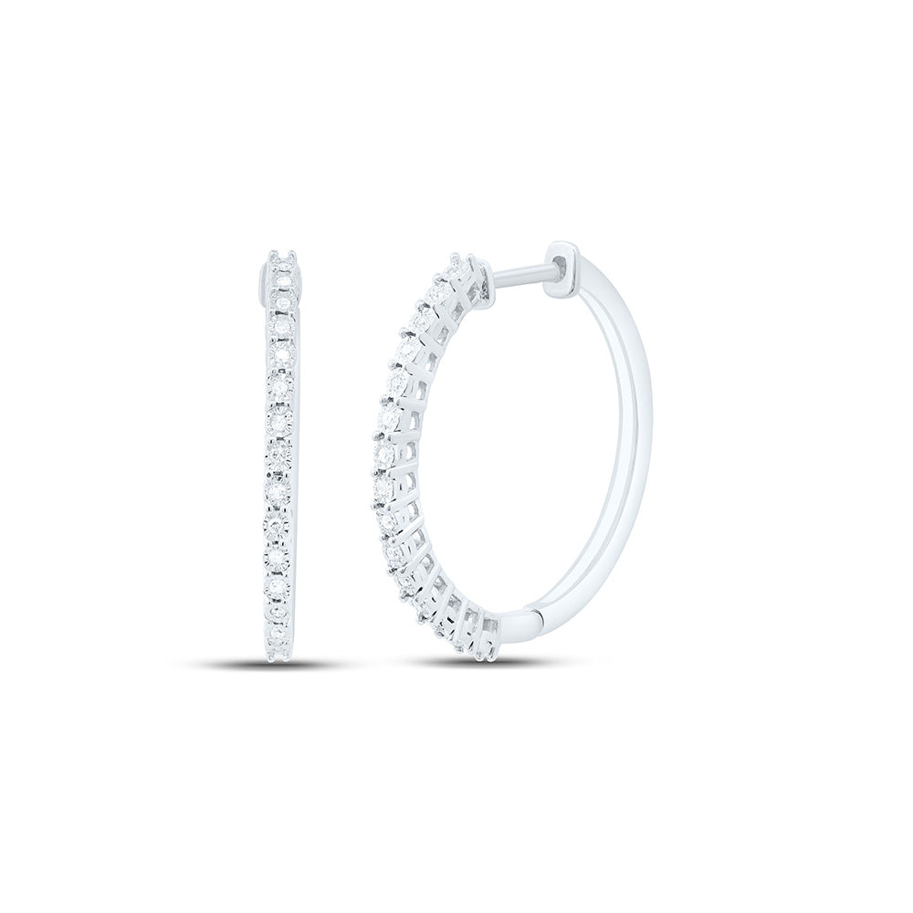 Sterling Silver 1/8Cttw Natural Diamond Gift Hoop Earring