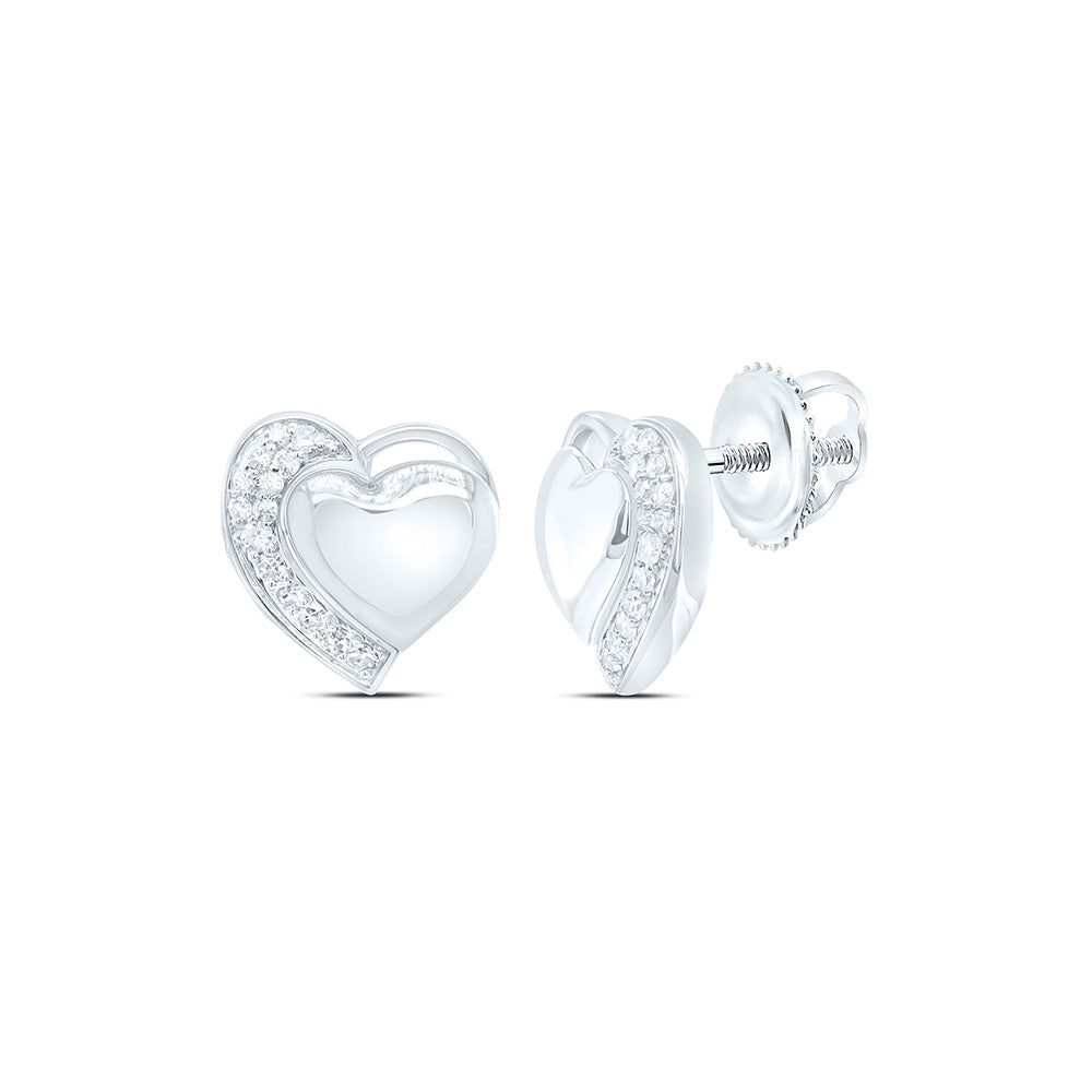 10K Yellow Or White Gold 1/10Cttw Natural Diamond Fashion Heart Earring
