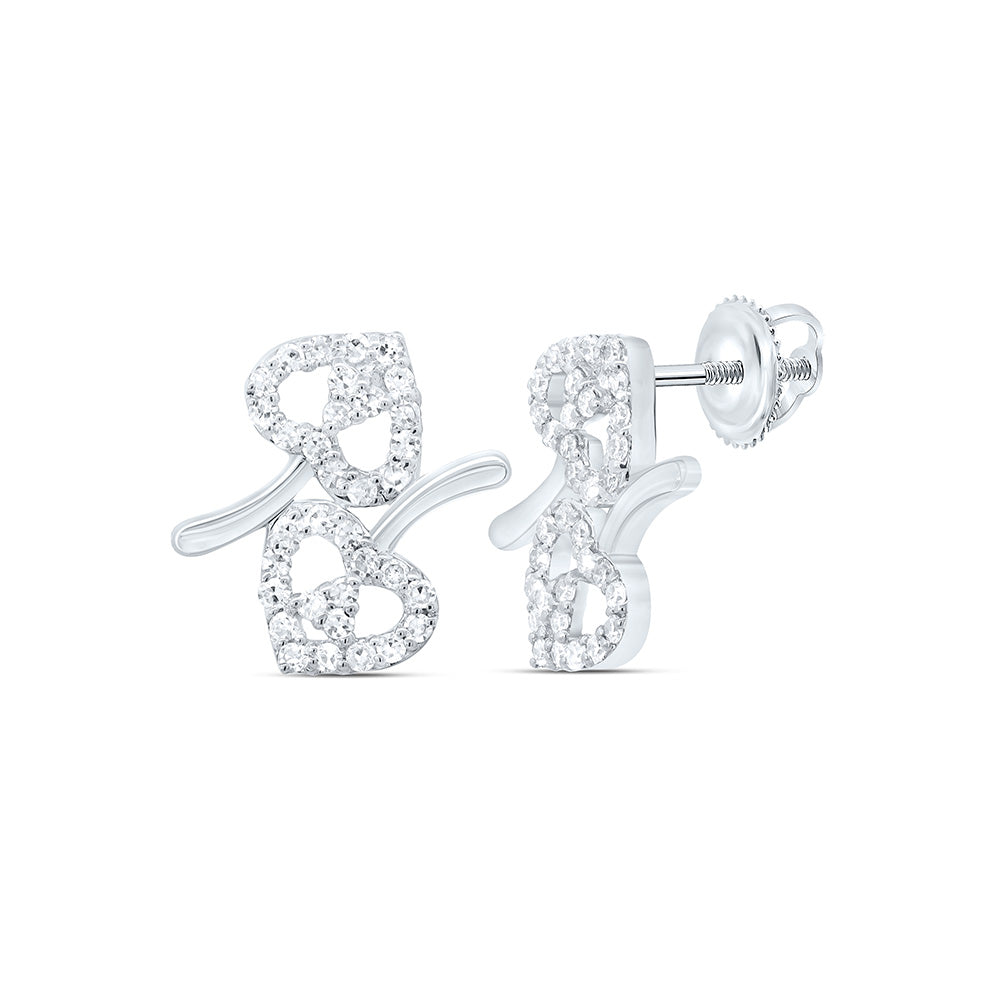 10K Yellow Or White Gold 1/4Cttw Natural Diamond Fashion Heart Earring