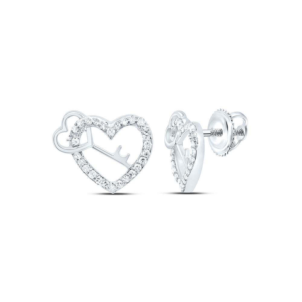 10K Yellow Or White Gold 1/5Cttw Natural Diamond Fashion Heart Earring