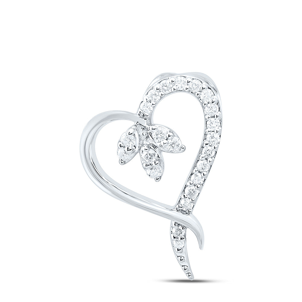 10K Yellow Or White Gold 1/8Cttw Natural Diamond Cn Fashion Heart Pendant