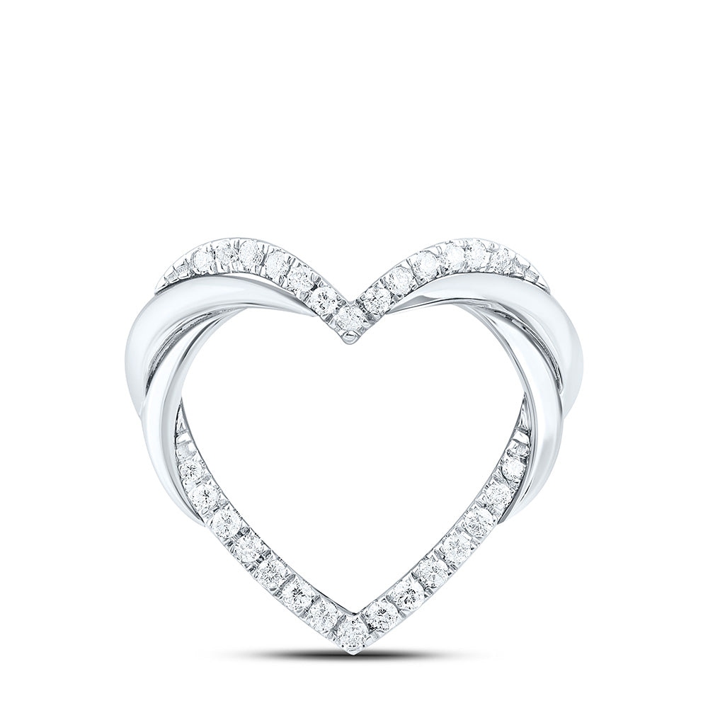10K Yellow Or White Gold 1/5Cttw Natural Diamond Cn Fashion Heart Pendant