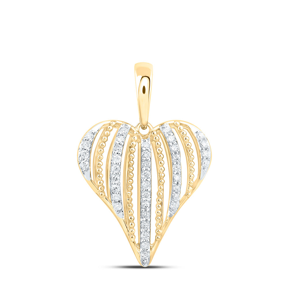 10K Yellow Gold 1/5Cttw Natural Diamond Fashion Heart Pendant