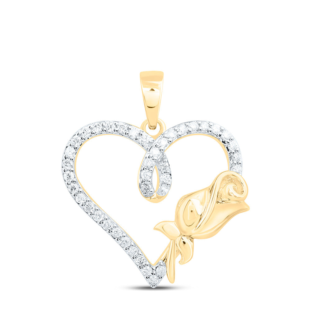 10K Yellow Gold 1/5Cttw Natural Diamond Fashion Heart Pendant